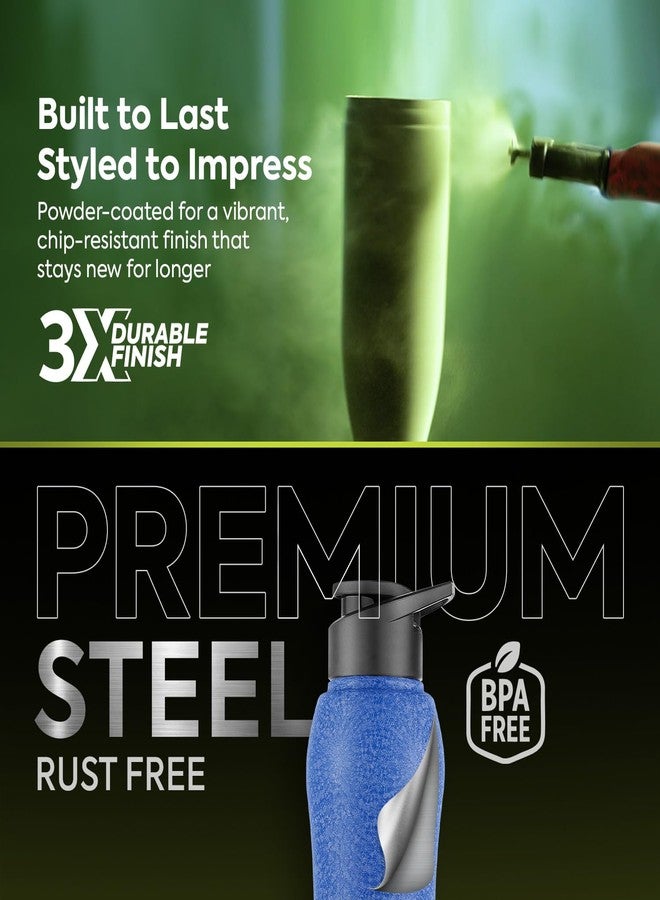 PEXPO Bistro Pro ISI Certified Stainless Steel Fridge Cooling/Sports Sipper Water Bottle 1 Litre, Blue|Single Wall | Home, Office, Gym, School, Yoga, Trekking, Men, Women & Kids | RCB Edition - Image 3